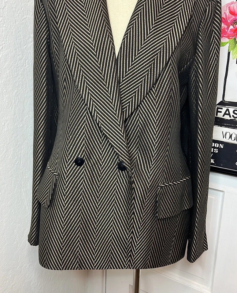 Blazer Emanuel Ungaro Rayas Negro y Tostado Talla 4/38 Foto 3 de 4