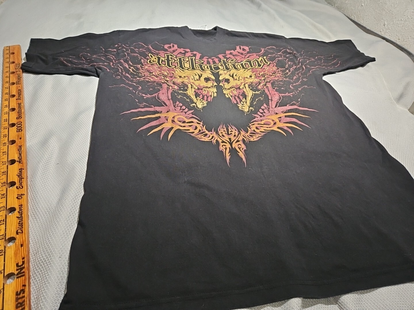 Affliction Shirt Mens 3XL Black Karo Parisyan The Heat Orange Skull Graphic Tee image 5
