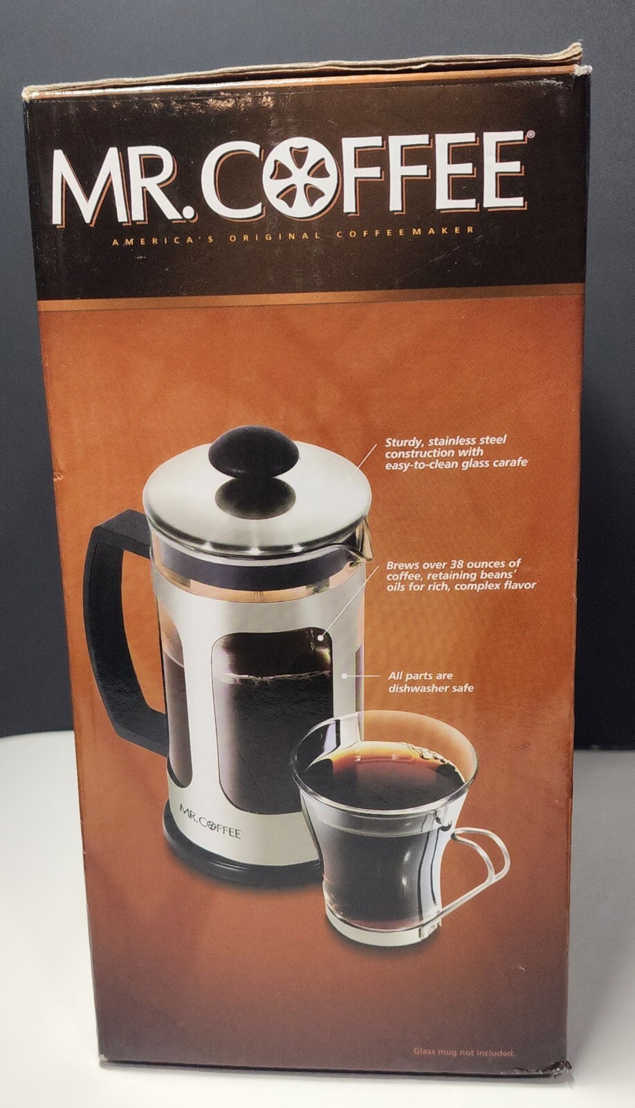 Mr. Coffee French Press with Mesh Filter 1.2 Qt 1.1 L 38 oz. Capacity  Silver