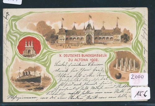 32077) Postcard Hamburg X. German Federal bowling to Altona 1902, o 22.7.02