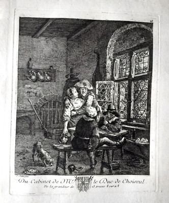 18thC ETCHING by BALTHASAR DUNKER after  JAN STEEN - Choiseul Collection