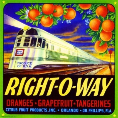 Right-O-Way Orlando Florida Train Orange Citrus Fruit Crate Label Art Print