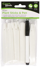 40PC Plant Sticks & Pen Outdoor Gardening Durable Reusable Label Black Marker