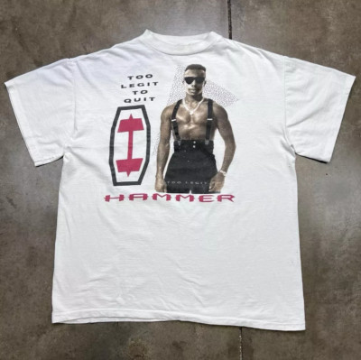 Vtg MC Hammer Too Legit To Quit Cotton White S-5XL Unisex Shirt