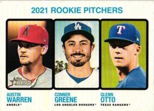 2022 Topps Heritage #70 2021 Rookie Pitchers (Austin Warren / Greene /  Otto)