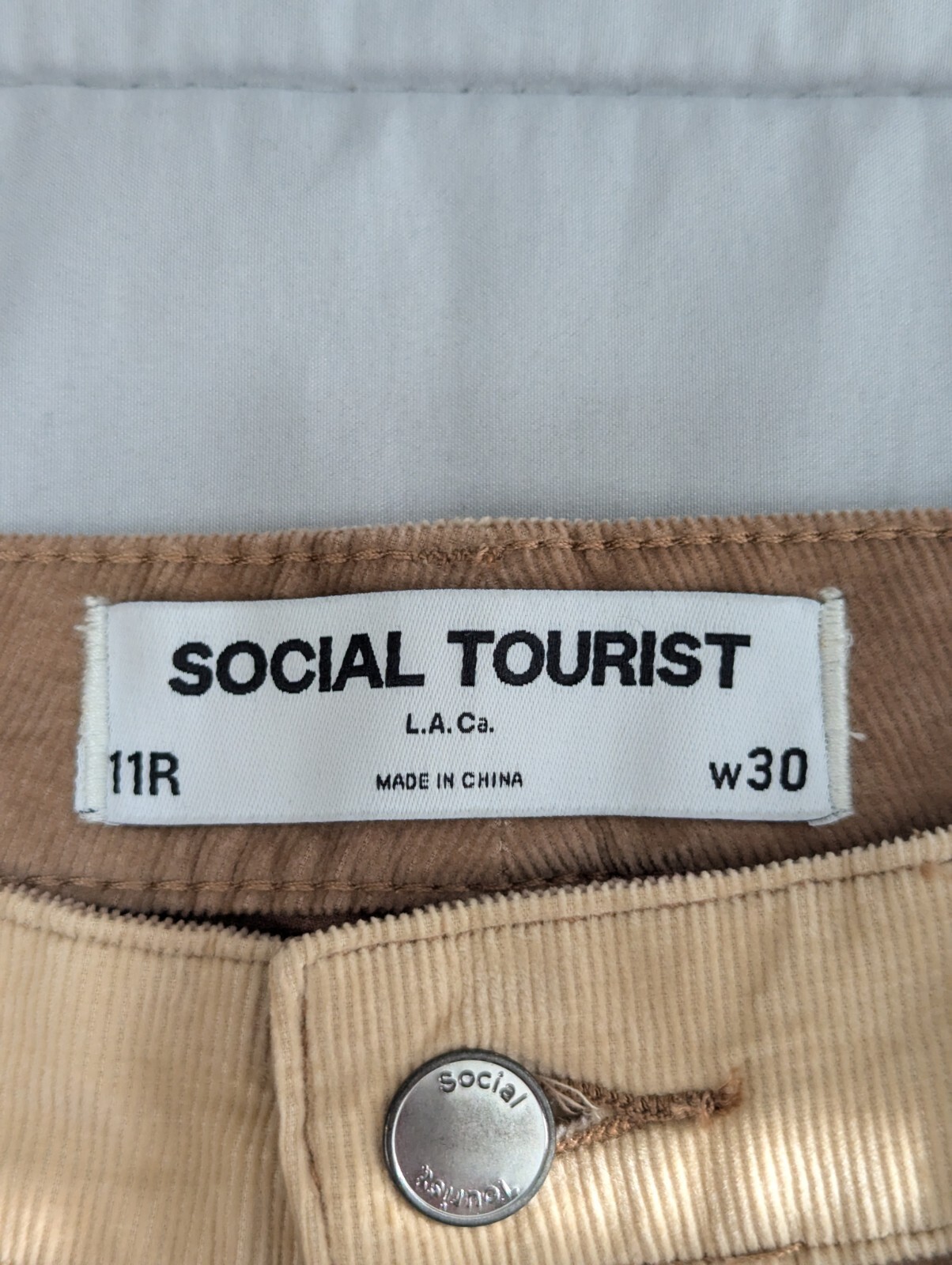 Social Tourist Brown Patchwork Flared Corduroy Wo… - image 3