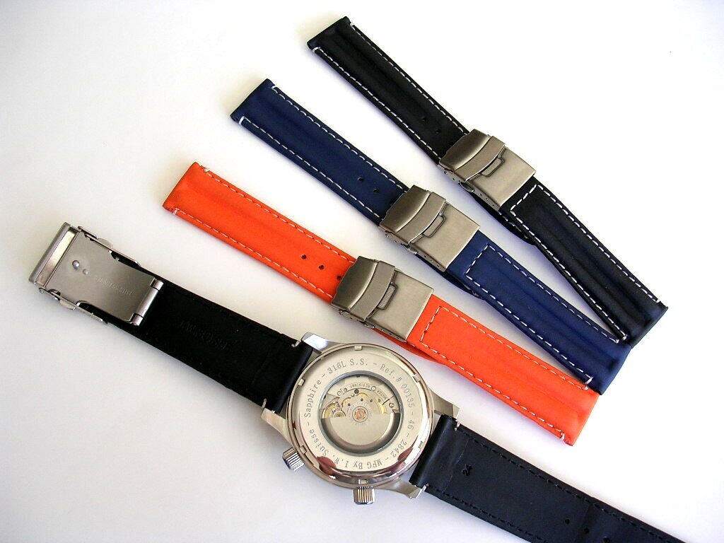 Cinturino I.W. SUISSE Cinturino Orologio In Silicone Subacqueo Con Chiusura A Sgancio Rapido Doppio Blocco - IW SUISSE Cinturino Per Orologio Uomo - Foto 4