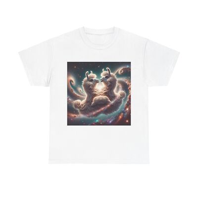 Unisex Adult T Shirt Llamas In Love Space Dance Art