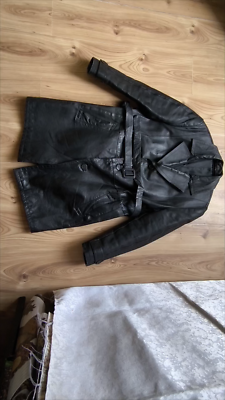 Vintage Soviet Military Uniform Leather Trench Coat KGB Officer