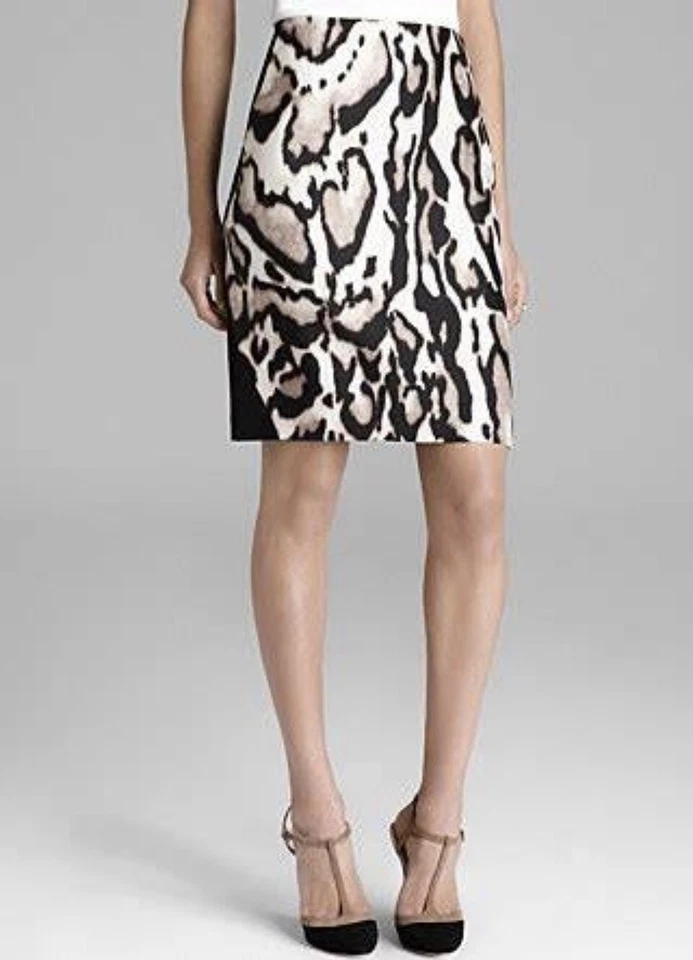 Falda lápiz Diane Von Furstenberg Mae Mikado lana leopardo seda talla 6