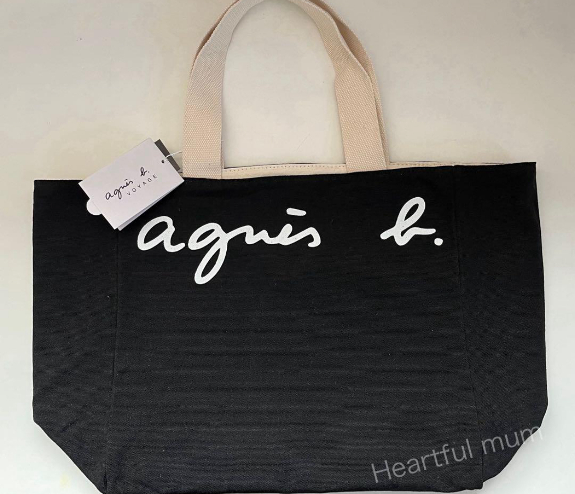 agnes❤︎出品 agnes b. reversible LOGO tote bag color black WHITE fashion women
