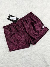 NWT GK ELITE Leotard Bar Shorts Adult Medium AM Velour Burgundy