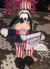 NWT Disney Store  Parks Plush Bean Bag Goofy Uncle Sam 4th of July 9  Tall W