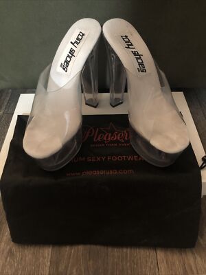 Women Tony Shoes Square Heel Slip On Clear