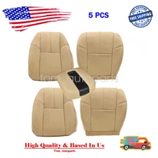 For 07-14 Chevy Tahoe GMC Sierra Driver & Passenger Bottom & Top Seat Cover Tan