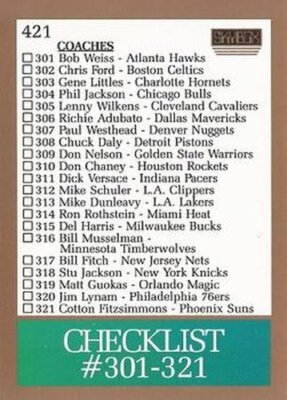 #421 Checklist: 301-341 - 1990-91 SkyBox Basketball
