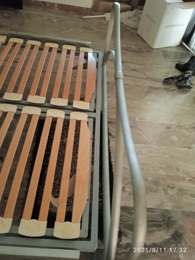 Letto Matrimoniale di Metallo 180x200cm - fatto a mano vernice argento - Immagine 4 di 4