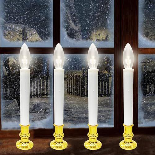 4 Pack Christmas Window Candles Lights, Battery Operated LED Window Candles  