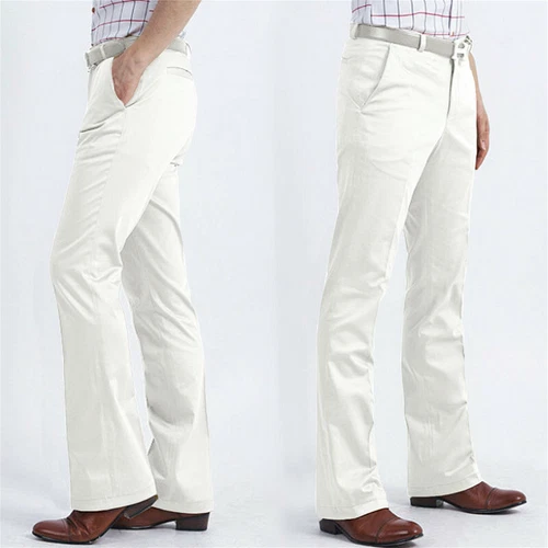Herren Glockenhose 60er 70er Schlag formelle Anzughose Retro Slim Fit Retro - Bild 13 von 25