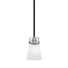 Toltec Easton 1Lt Mini Pendant, BK/NK/4.5" Square White Muslin - 1941-MBBN-460