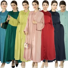 Muslim Women Dubai Abaya Open Cardigan Dress 2pcs Set Kaftan Dress Turkey Arab