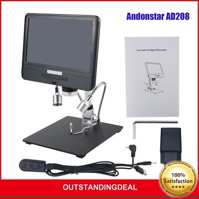 Andonstar AD208 2MP USB Digital Microscope 5X-260X W/ 8.5'' LCD 1080P For Repair