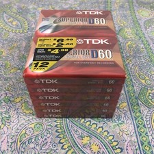 TDK D60 Cassette Tapes NEW SEALED IEC I/Type I Superior Normal Bias 12 PACK 