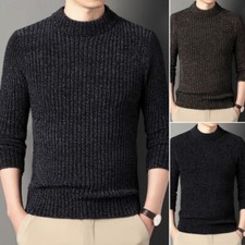 Men Knitted Top Jumpers Sweater Pullover Stretch Thick Warm Business Casual