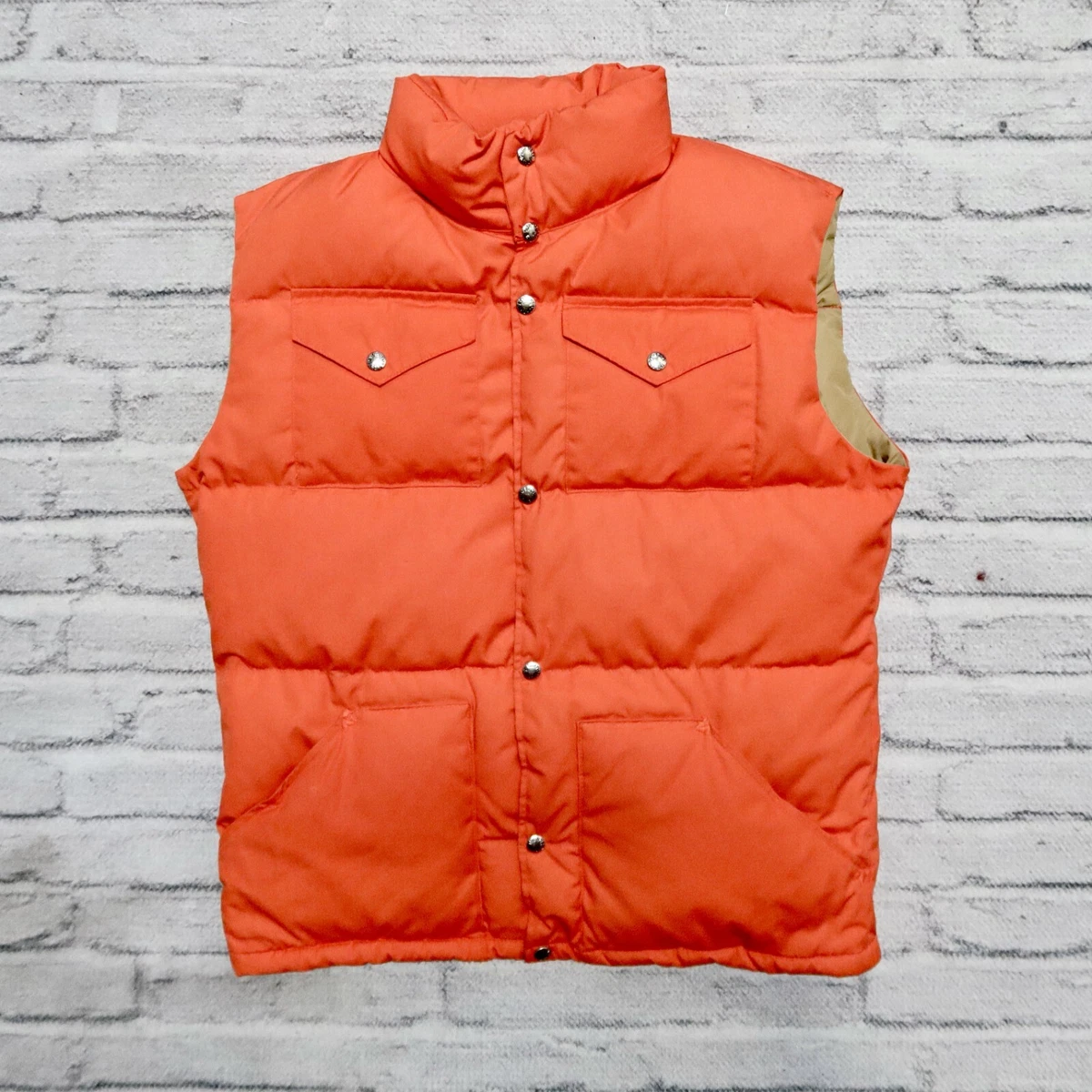 Vintage 80s North Face Western Quilted Down Vest Western Orange Brown Label