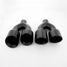 2.5 In Quad Dual Wall Staggered 4 Out Bevel Stainless Steel Exhaust Tips Black