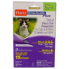 4 Pack Hartz UltraGuard Plus Flea  Tick Drops for Cats  Kittens, 5 lbs  ov...