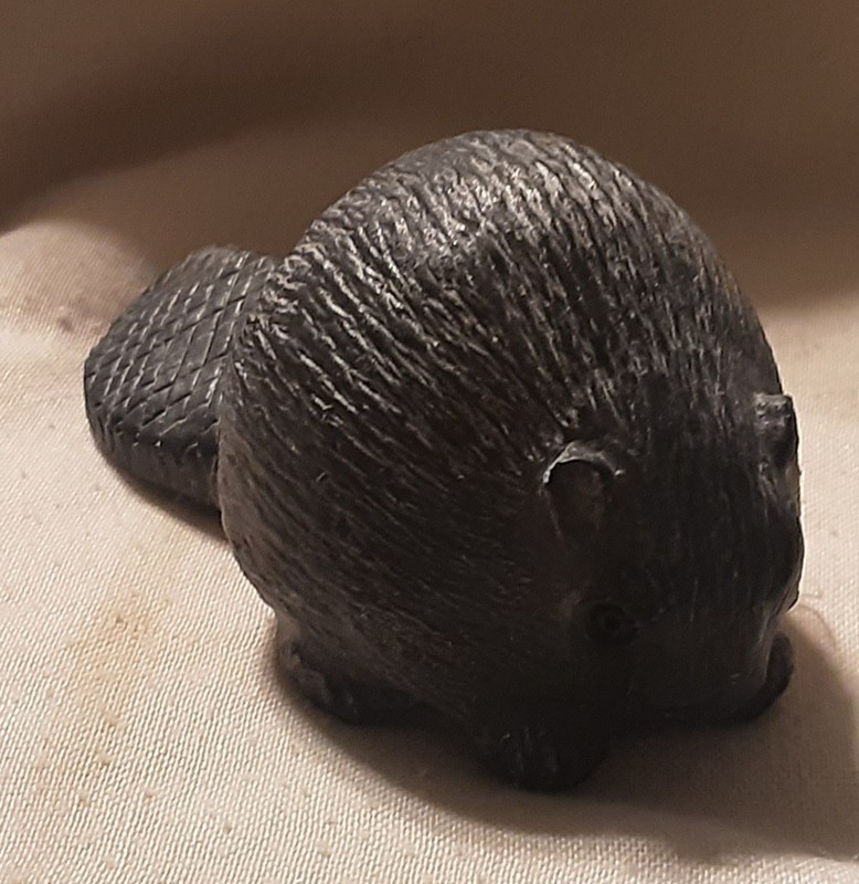 Wolf Original Hand Made Soapstone Beaver Canadian Carved Sculpture
