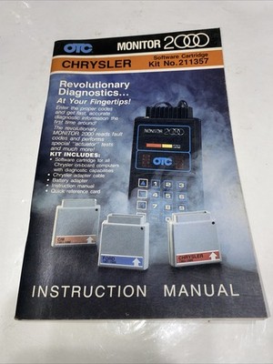 OTC Chrysler software Cartridge Kit No 211357 Monitor 2000 Instruction Manual SC