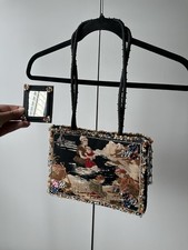 Mary Frances Beaded Rhinestone Purse Black/Multicolor, Magnetic Closure w Mirror