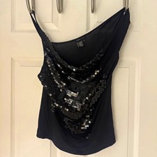 BCBGMAXAZRIA 2000s Silk Sequin One-Shoulder T...