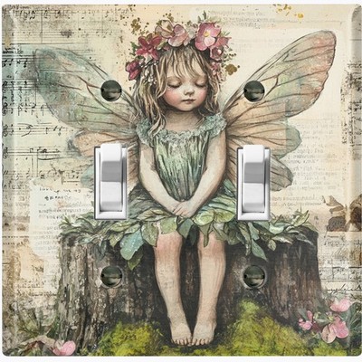 Metal Light Switch Outlet Cover Wall Plate Vintage Forest Floral Fairy AFM103