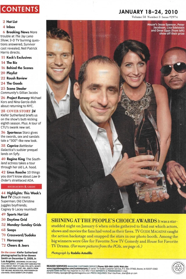 TV Guide Magazine 24 Kiefer Sutherland Regina King Spartacus Project Runway 2010 - Image 2 of 4