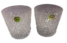 Set Of 2 Crystal TYRONE Adare Old Fashioned Rocks 3 1/2" Glass Tumbler