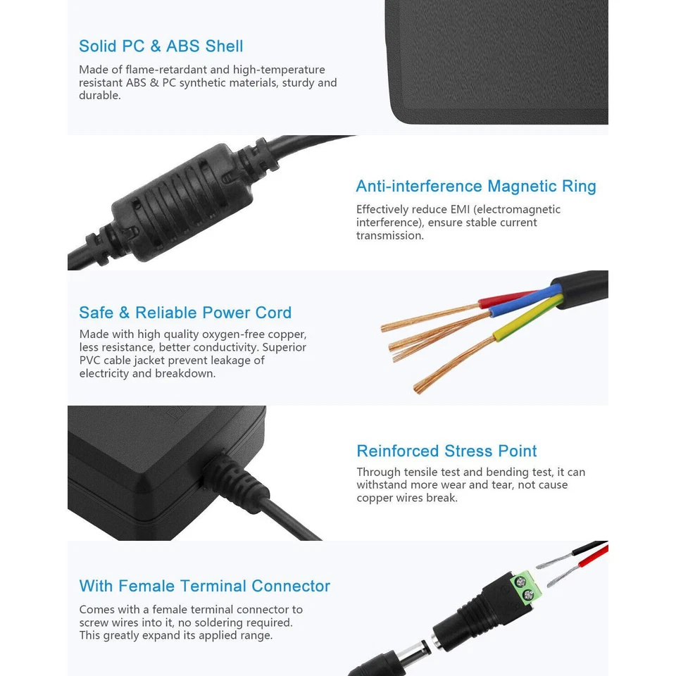 AC 100-240V to DC 12V 1A 2A 3A 5A 6A 8A Power Supply Adapter for LED Strip Light - Image 4 of 4
