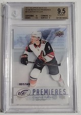 2017-18 UD Ice Premieres Clayton Keller Retro SP 1/149 Acetate Coyotes Utah RC