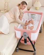 Bedside Bassinet, 3 in 1 Breathable Mesh Baby Bassinet, 6 Height Adjustable, ...