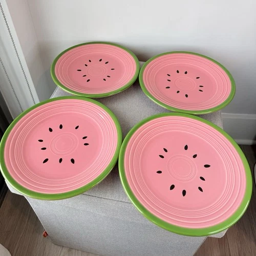 Set Of 4 Fiesta Luncheon Plate 9" Retired Watermelon Pattern Fiestaware
