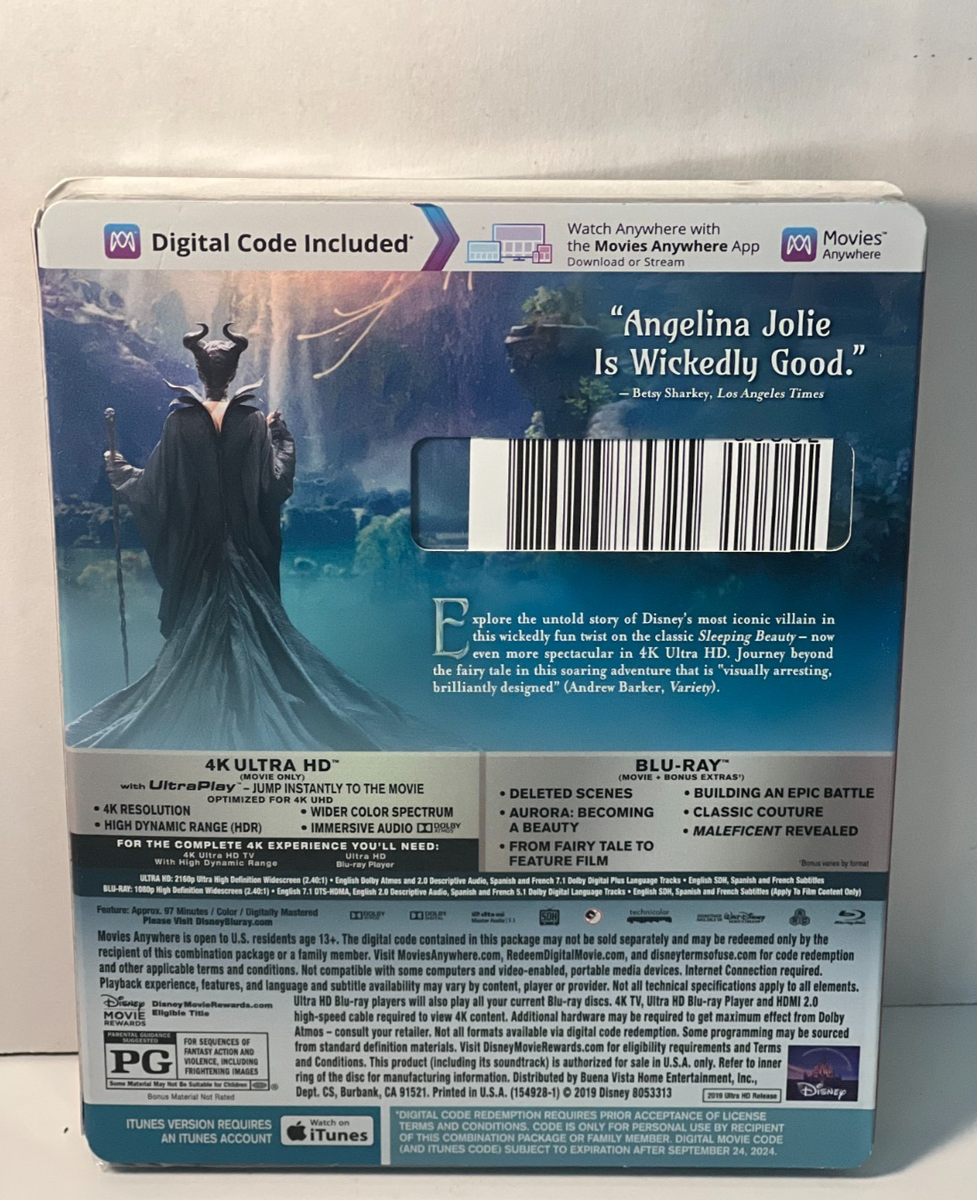 Maleficent (Ultra HD, 2014) New 4k Angelina Jolie Blu-ray Digital