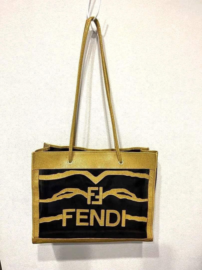 Fendi mesh logo tote bag shoulder bag in Zucca vintage USED From Japan