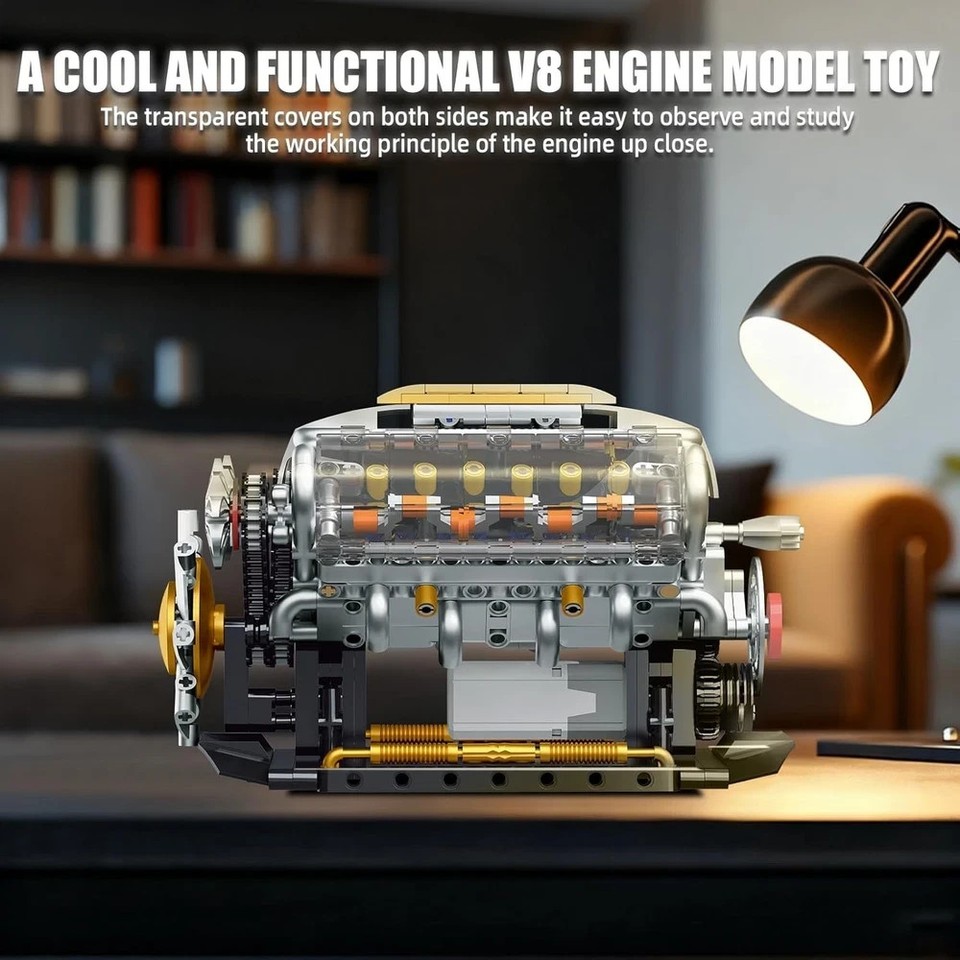 V8 Engine Building Kit for Adults, Build Your Own MOC Mini V8 Engine ...