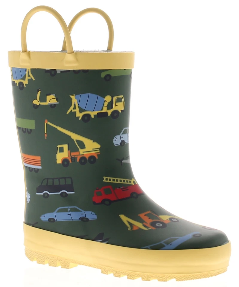 Chatterbox Boys Wellies Childrens Rubber Wel Slip On Handles Green UK Size