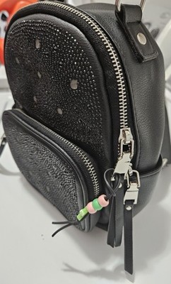 Madden NYC Black Sparkle Vegan Leather Mini Backpack Trendy Modern