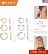 Elegant 14K Gold-Plated 3 Pairs Hoop Earrings for Sensitive Ears - Gift Ready 