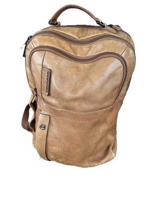 PIQUADRO leather backpack Brown Calf Leather Logo Backpack and Laptop Bag