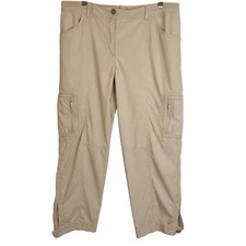 Chico's Pants Women's Medium Cargo Cropped Lightweight Chicos 1.5 Beige